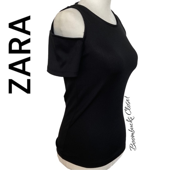 Zara Cut out shoulder short sleeves Black cold shoulder small - Picture 4 of 11